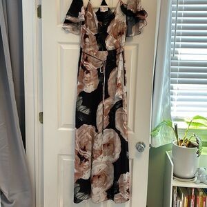 Floral print faux wrap dress